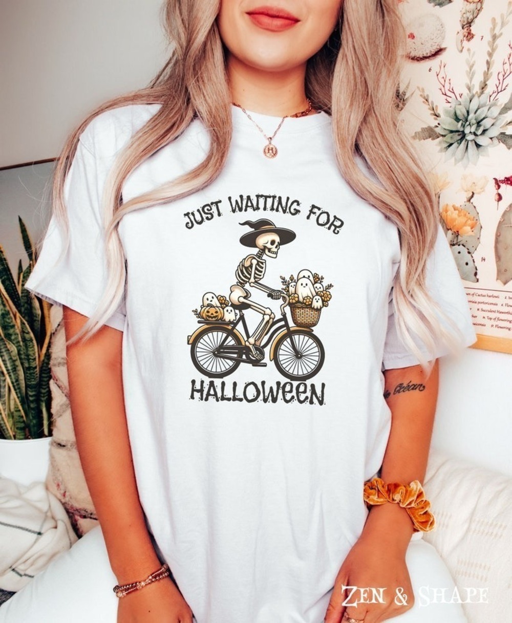 Funny Halloween T-Shirt, Just Waiting For Halloween Tee, Spooky Season Shirt